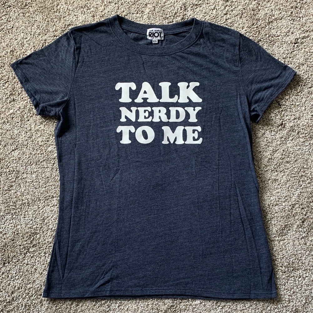 Riot Society Dark Blue 'Talk Nerdy to Me' Tee